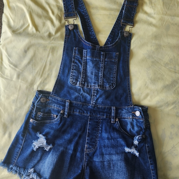 Overalls U2B Urban Basics denim adjustable straps stretchy shorts - Picture 4 of 14
